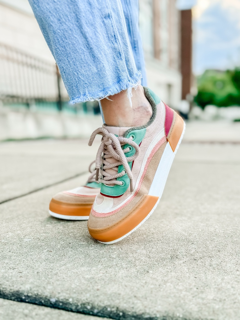 Rocket Dog Multicolor Sneaker— Tan, Green, Pink